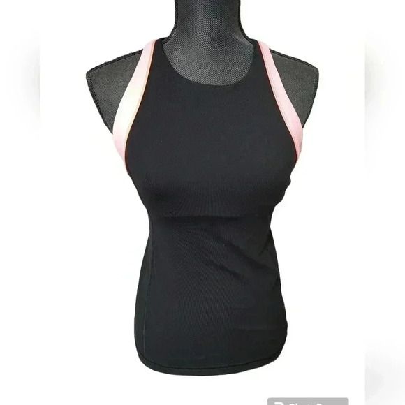 Lululemon Vinyasa Surf Tank Size 8 Black / Bleached Coral /Pop Orange Yoga - Picture 1 of 3